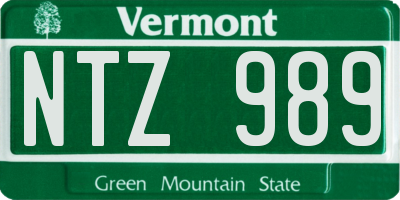 VT license plate NTZ989