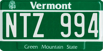 VT license plate NTZ994