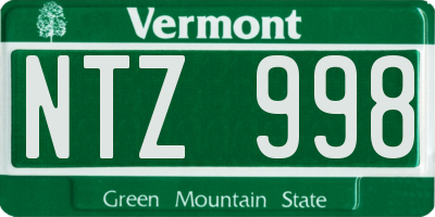 VT license plate NTZ998