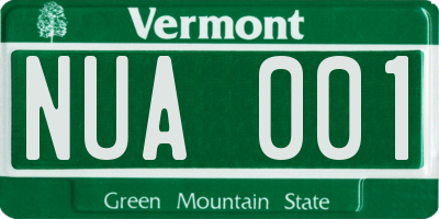 VT license plate NUA001