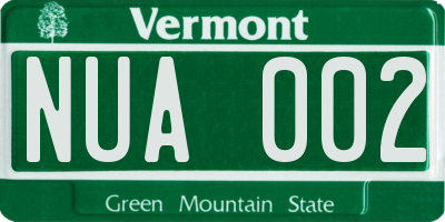 VT license plate NUA002