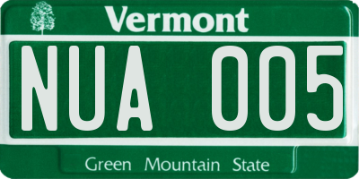 VT license plate NUA005