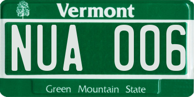 VT license plate NUA006