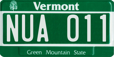 VT license plate NUA011
