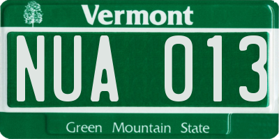 VT license plate NUA013