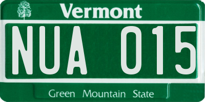 VT license plate NUA015
