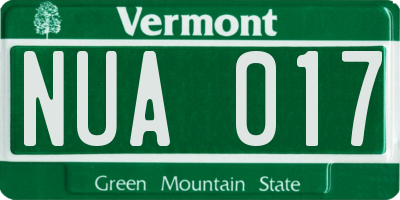VT license plate NUA017