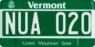 VT license plate NUA020