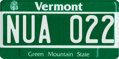 VT license plate NUA022