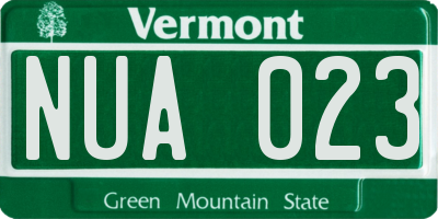 VT license plate NUA023