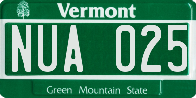 VT license plate NUA025