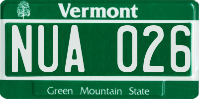 VT license plate NUA026