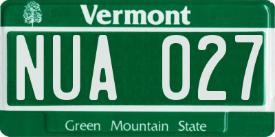 VT license plate NUA027