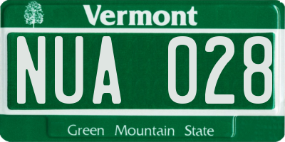 VT license plate NUA028