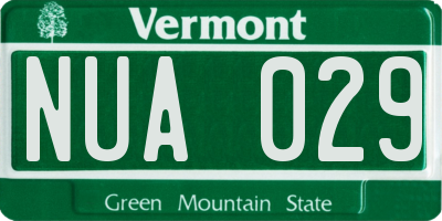 VT license plate NUA029