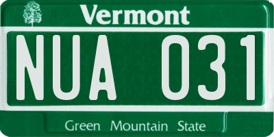 VT license plate NUA031