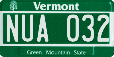 VT license plate NUA032