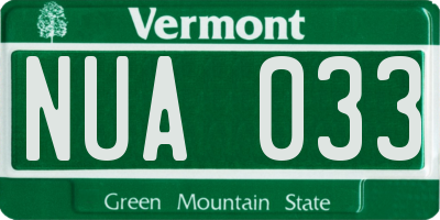 VT license plate NUA033