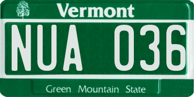 VT license plate NUA036