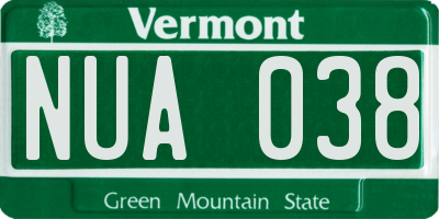 VT license plate NUA038