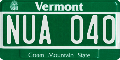 VT license plate NUA040