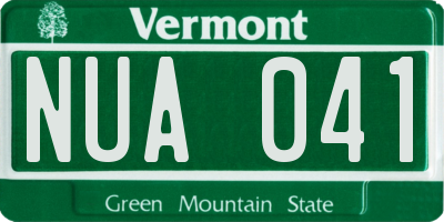 VT license plate NUA041
