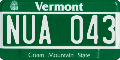 VT license plate NUA043