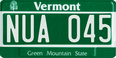 VT license plate NUA045