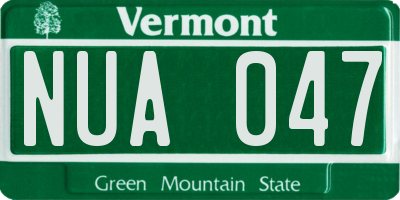 VT license plate NUA047