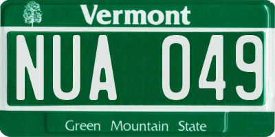 VT license plate NUA049