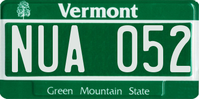 VT license plate NUA052