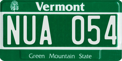 VT license plate NUA054