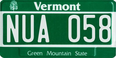 VT license plate NUA058