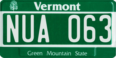 VT license plate NUA063