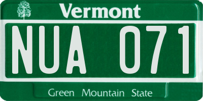 VT license plate NUA071