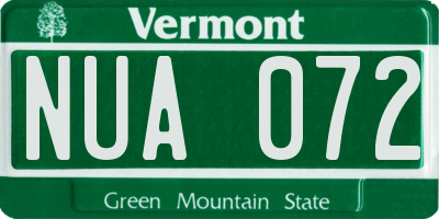 VT license plate NUA072