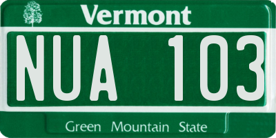 VT license plate NUA103