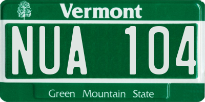VT license plate NUA104