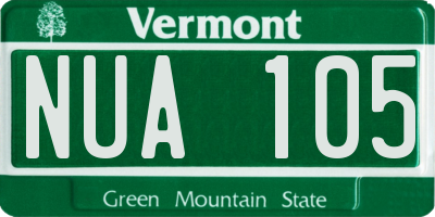 VT license plate NUA105