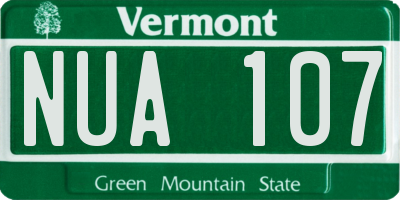 VT license plate NUA107