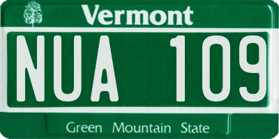 VT license plate NUA109