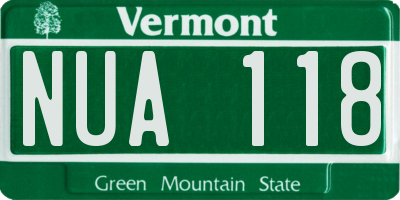 VT license plate NUA118