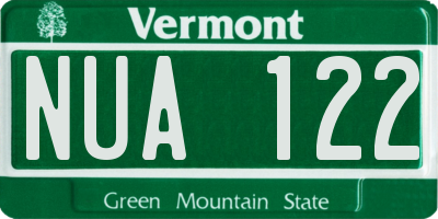 VT license plate NUA122