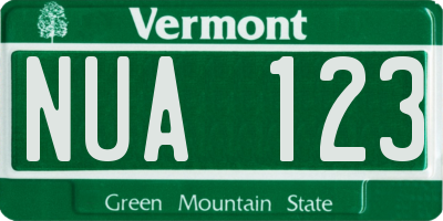 VT license plate NUA123