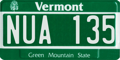 VT license plate NUA135
