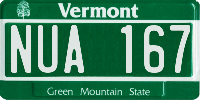 VT license plate NUA167