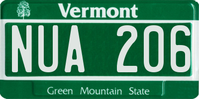 VT license plate NUA206