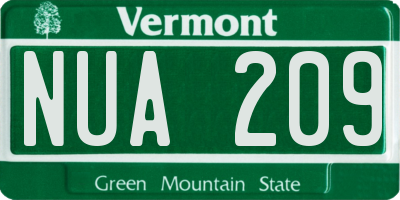 VT license plate NUA209