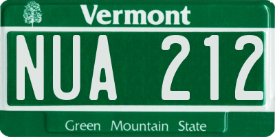 VT license plate NUA212