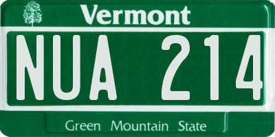VT license plate NUA214